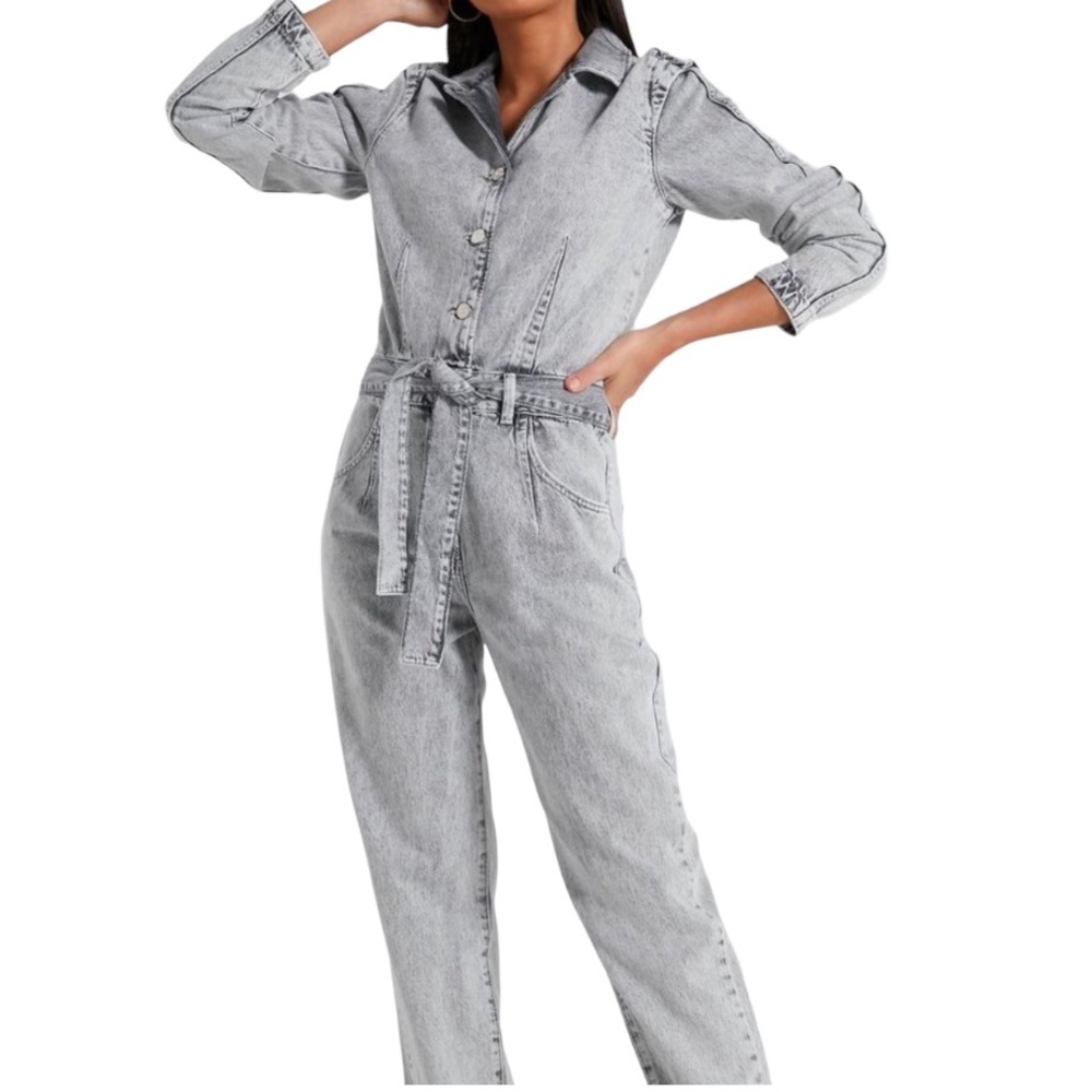 Gray Denim Jumpsuit